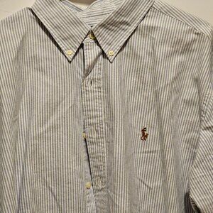 Blue White Stripe Ralph Lauren Long Sleeve Button Up